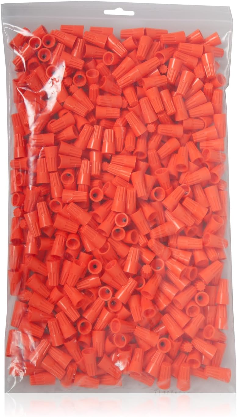 Maxxima Orange Electrical Wire Connector Screw Terminal - 500 Pack, Cone Shaped, UL Listed and ROHS Compliant, Ideal for Electrical Projects and Home Lighting Needs - Image 1