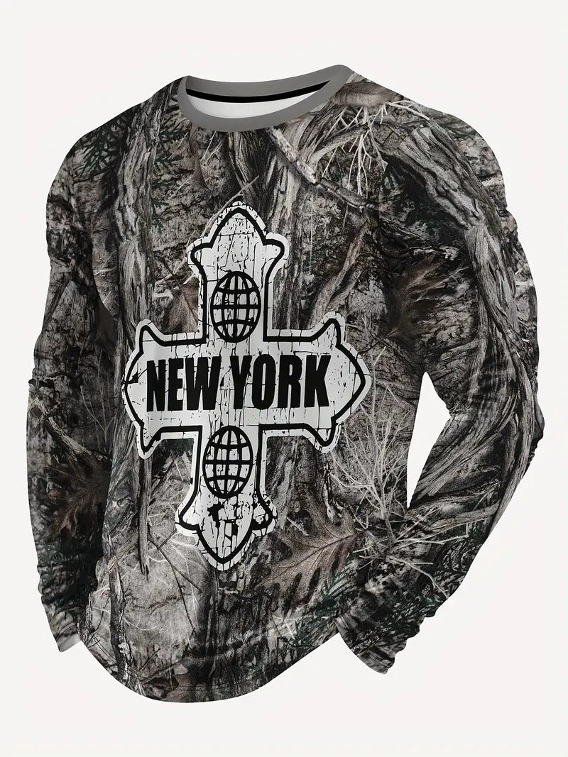 Fashion Personality Long-Sleeved T-Shirt Men'S Casual Handsome Design T-Shirt Me006 - Image 1