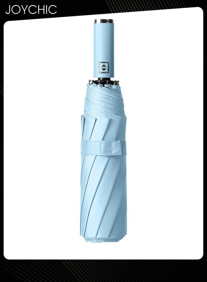 جوي شيك مظلة أوتوماتيكية مقاومة للمطر والرياح مكونة من 10 أضلاع، قابلة للطي وقابلة للحمل ومقاومة للأشعة فوق البنفسجية، للسفر للرجال والنساء، باللون الأزرق - Image 2