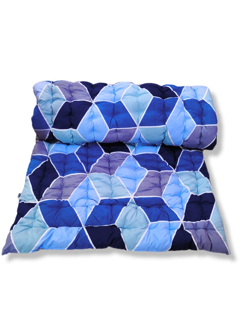 ATOOTFUSION Soft Cotton Foldable Light Weight Filled Single Firm Mattress| Gadda (Solid Coloured, 1 Sleeping Capacity, 3 x 6 ft or 72 x 36 Inches) Shades of Blue - Image 1