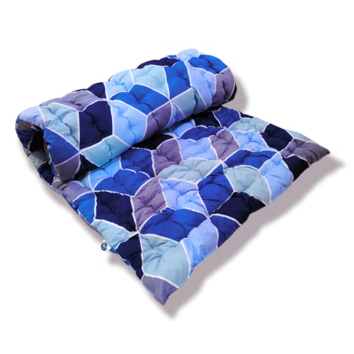 ATOOTFUSION Soft Cotton Foldable Light Weight Filled Single Firm Mattress| Gadda (Solid Coloured, 1 Sleeping Capacity, 3 x 6 ft or 72 x 36 Inches) Shades of Blue - Image 2