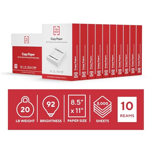 Staples ورق نسخ ستابلز TRU RED 8.5x11 20 رطل 92-برايت 5000 ورقة/كرتون - Image 2