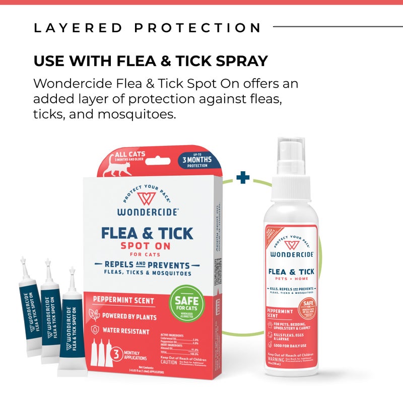 Wondercide - Flea and Tick Cat Spot On - Flea, Tick, and Mosquito Repellent, Prevention for Cats with Natural Essential Oils - Pet and Family Safe Up to 3 Months Protection - 3 Tubes of 0.03 oz - Image 5
