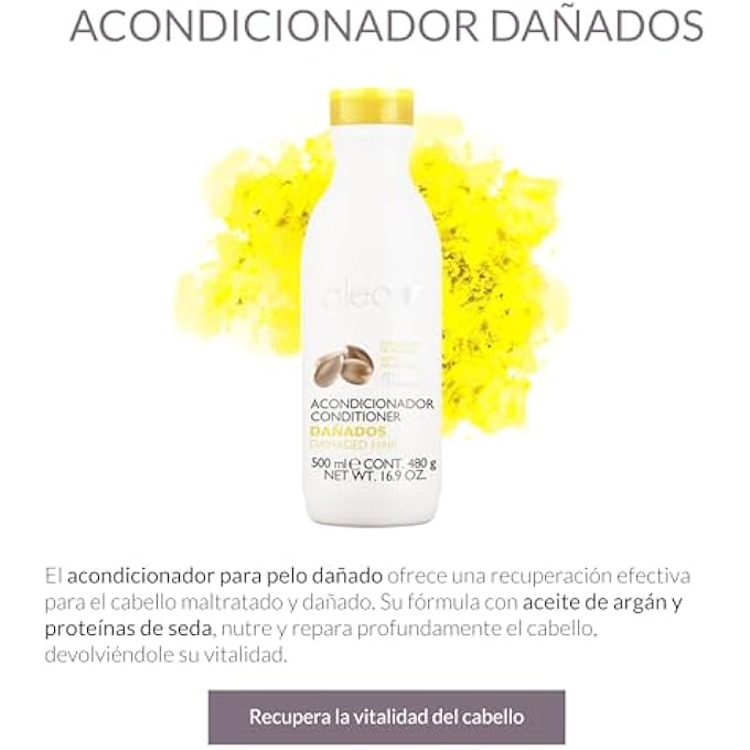 ALEA HAIR CONDITIONER FOR DAMAGED HAIR, DAMAGED LINE, 500 ML, WITH SILK PROTEINS AND ARGAN OIL, NO SULPHATES AND PARABENS, RESTORES THE VITALITY OF THE HAIR - Image 3