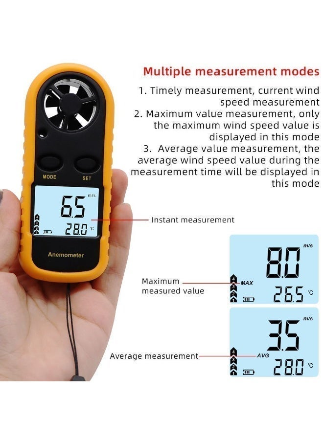 Anemometer GM816 Digital Anemometer | High-Precision Portable Wind Speed ​​and Temperature Measurement Instrument | Suitable for Air Conditioning / Environmental Protection / Aviation / Engineering / Fans - Image 4