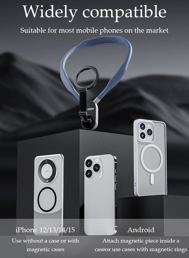 DUNISO Magnetic Neck Mount for Mobile Phone Compatible Cell Phone Neck Holder Vlog Selfie Mount Hand Free Chest Stand for iPhone 15 14 13 12 Series Android Phones - Image 2