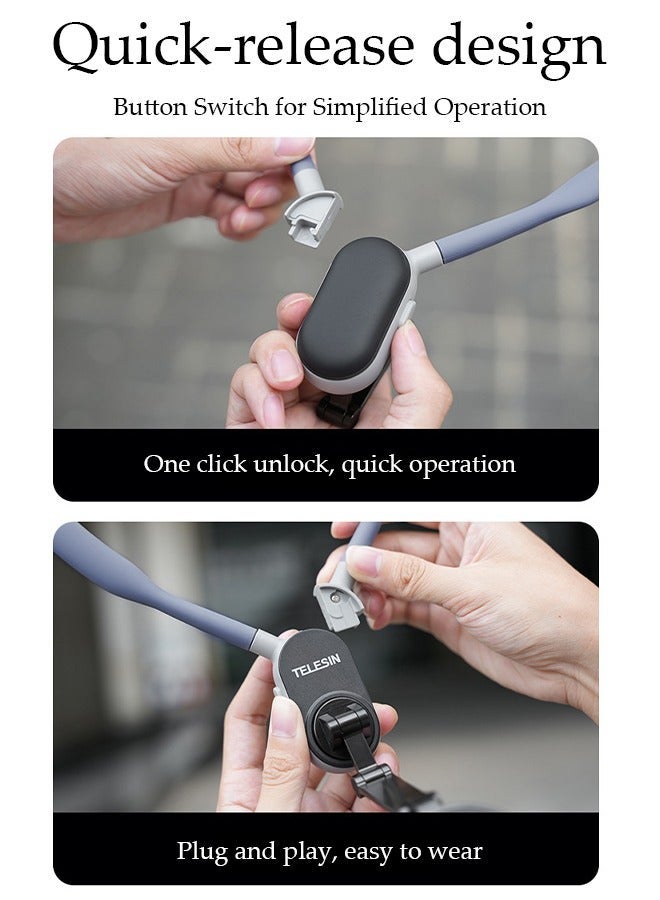 DUNISO Magnetic Neck Mount for Mobile Phone Compatible Cell Phone Neck Holder Vlog Selfie Mount Hand Free Chest Stand for iPhone 15 14 13 12 Series Android Phones - Image 3