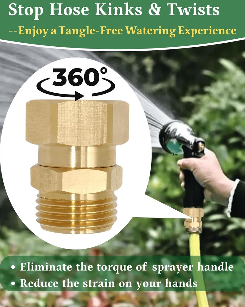 SARANICE Garden Hose Swivel Adapter Fitting,Pressure Washer Gun Swivel Connector Joint Anti Twisting Fitting,3/4 Ght Female X 3/4 Ghtmale Adapter,Good Sealing Performance with No Leaks,Brass - Image 2