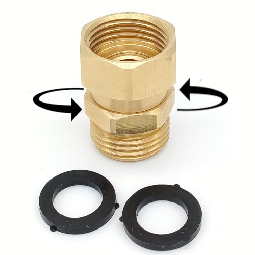 SARANICE Garden Hose Swivel Adapter Fitting,Pressure Washer Gun Swivel Connector Joint Anti Twisting Fitting,3/4 Ght Female X 3/4 Ghtmale Adapter,Good Sealing Performance with No Leaks,Brass - Image 1