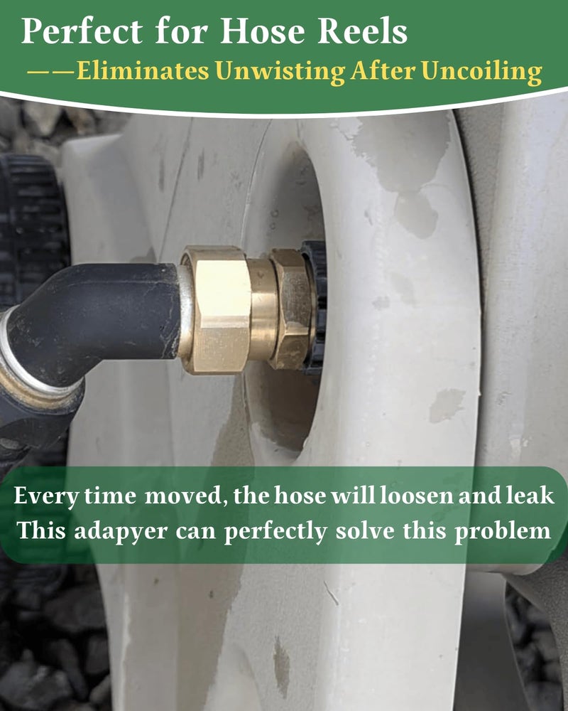 SARANICE Garden Hose Swivel Adapter Fitting,Pressure Washer Gun Swivel Connector Joint Anti Twisting Fitting,3/4 Ght Female X 3/4 Ghtmale Adapter,Good Sealing Performance with No Leaks,Brass - Image 4