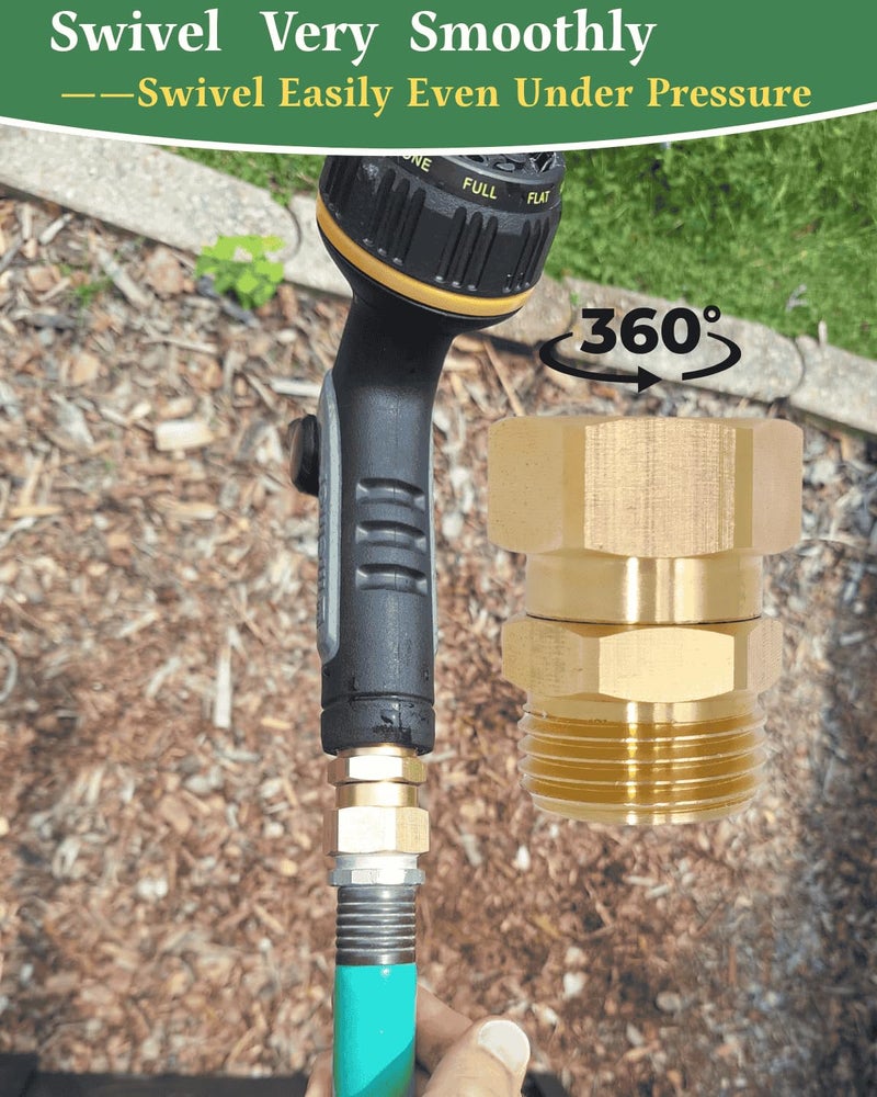 SARANICE Garden Hose Swivel Adapter Fitting,Pressure Washer Gun Swivel Connector Joint Anti Twisting Fitting,3/4 Ght Female X 3/4 Ghtmale Adapter,Good Sealing Performance with No Leaks,Brass - Image 5