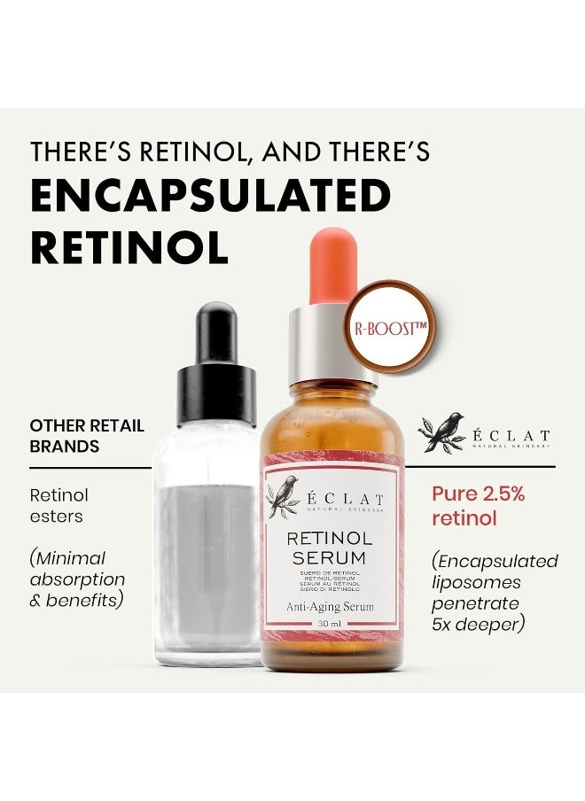 Eclat Skincare Pure Retinol Serum (2.5%) For Face/Neck/Eyes - 5X More Powerful Cold Processed Anti-Ageing Serum With Pure Vitamin A - Reduces Wrinkles/Lines/Aging - Vegan/Dermatologist Developed  - Image 5