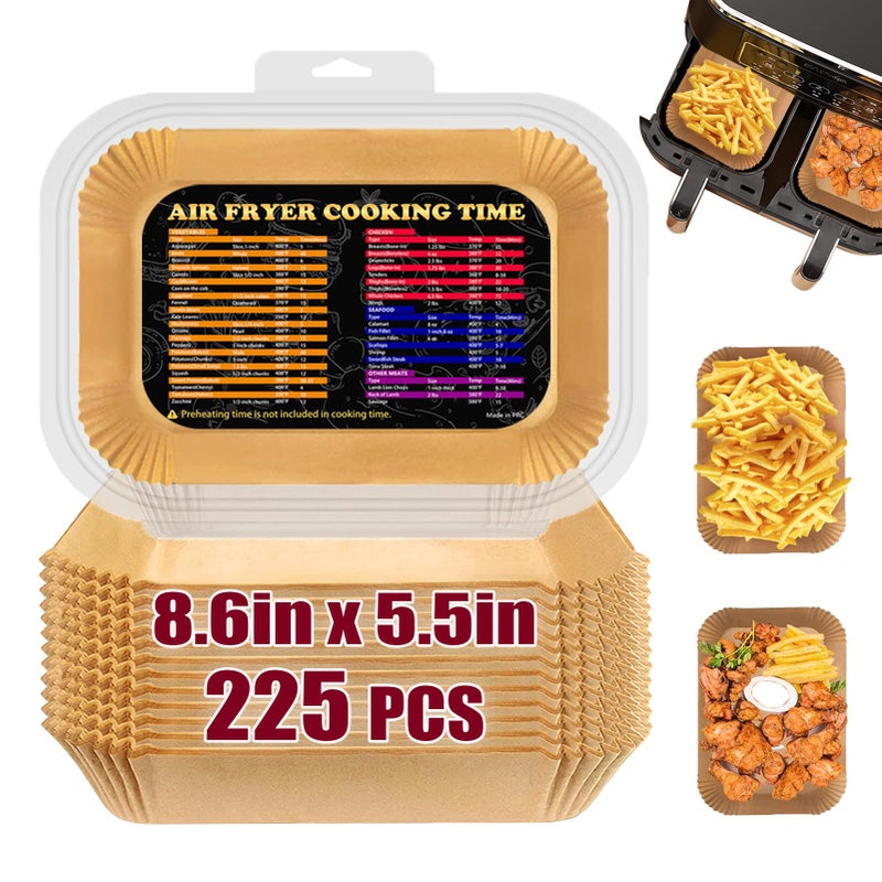 225PCS Air Fryer Disposable Paper Liners for Ninja DZ201DZ401DZ550SL401 Dual Airfryer Bella 4Qt Slim Air Fryer and CHEFMAN 6 Quart Dual Basket Air Fryer 86x55 inch Parchment Paper Liners