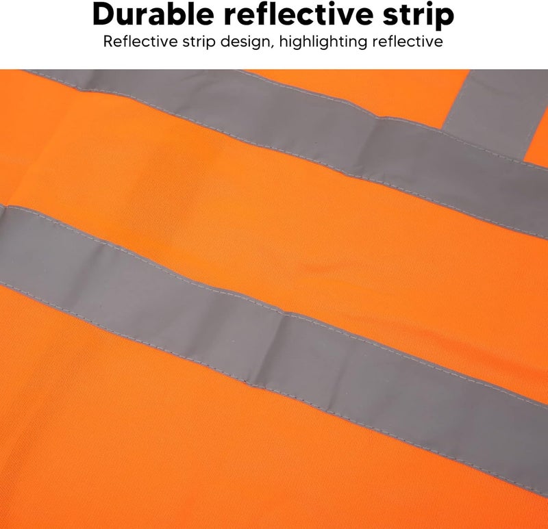 ZJchao Safety Reflective Vest High Visibility Multiple Pockets Zipper Front Work Vest for Construction Traffic Control Outdoor Work Polyester Fiber (Orange) - Image 3