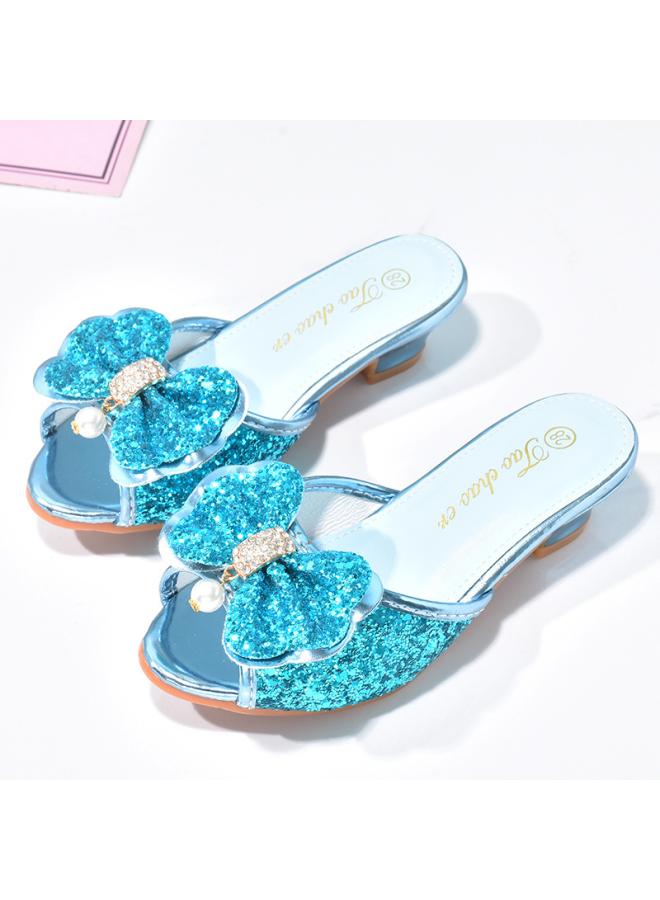 شك شباشب بناتي سندريلا لامعة للأطفال أحذية الماس المائي في الهواء الطلق مقاس صغير ومتوسط للأطفال صنادل الأميرة ذات الكعب العالي على الطراز الأجنبي - Image 1