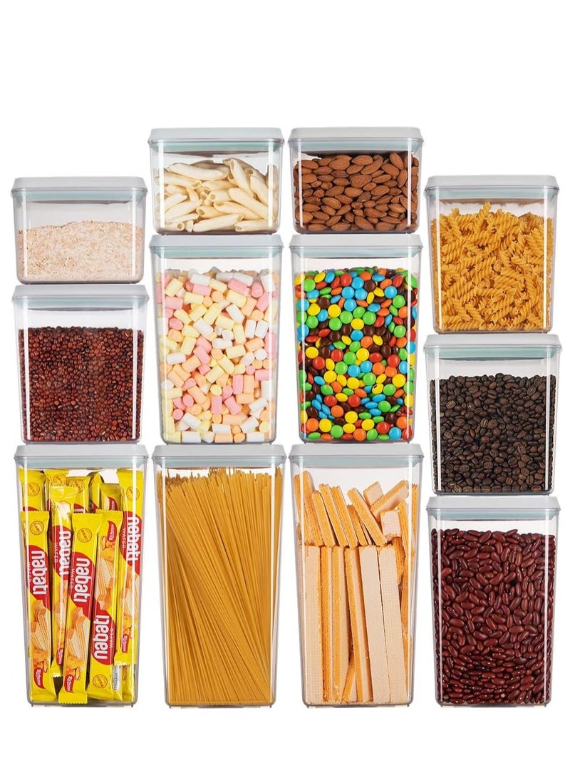 أنكو حاويات تخزين طعام محكمة الغلق من Ankou Premium Pop مزودة بأغطية لتنظيم مخزن المطبخ المنزلي وحاوية قابلة للتكديس للحبوب والوجبات الخفيفة والدقيق والسكر والقهوة والمعكرونة، 12 قطعة (1.2، 2.0، 2.7، 3.3 كوارت)*3 - Image 1