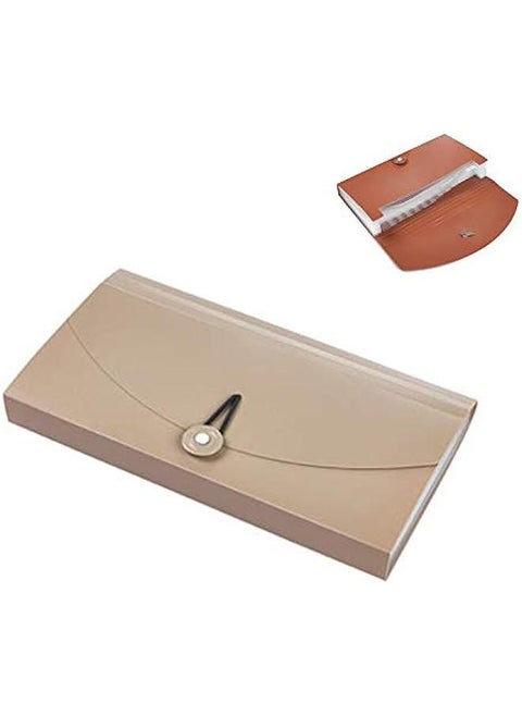 Z-special 13 Pocket File Folder Small Accordion Binder Expandable Plastic File Case Expanding File  for Organizing Wallet Organizer for Receipts Checks Cards Tax Item Document Holder (Khaki)