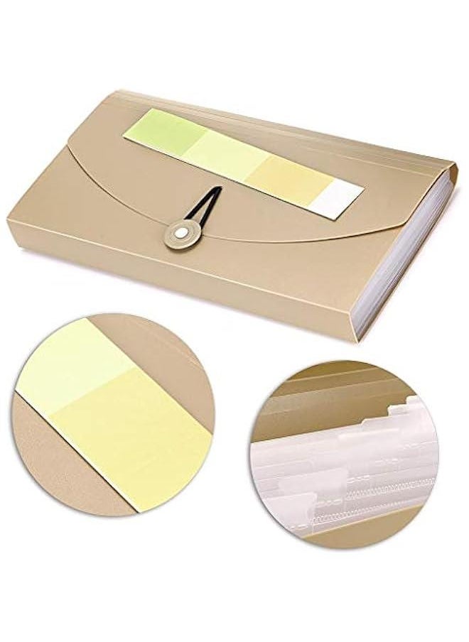 Generic - Z-special 13 Pocket File Folder Small Accordion Binder Expandable Plastic File Case Expanding File  for Organizing Wallet Organizer for Receipts Checks Cards Tax Item Document Holder (Khaki) - Image 1