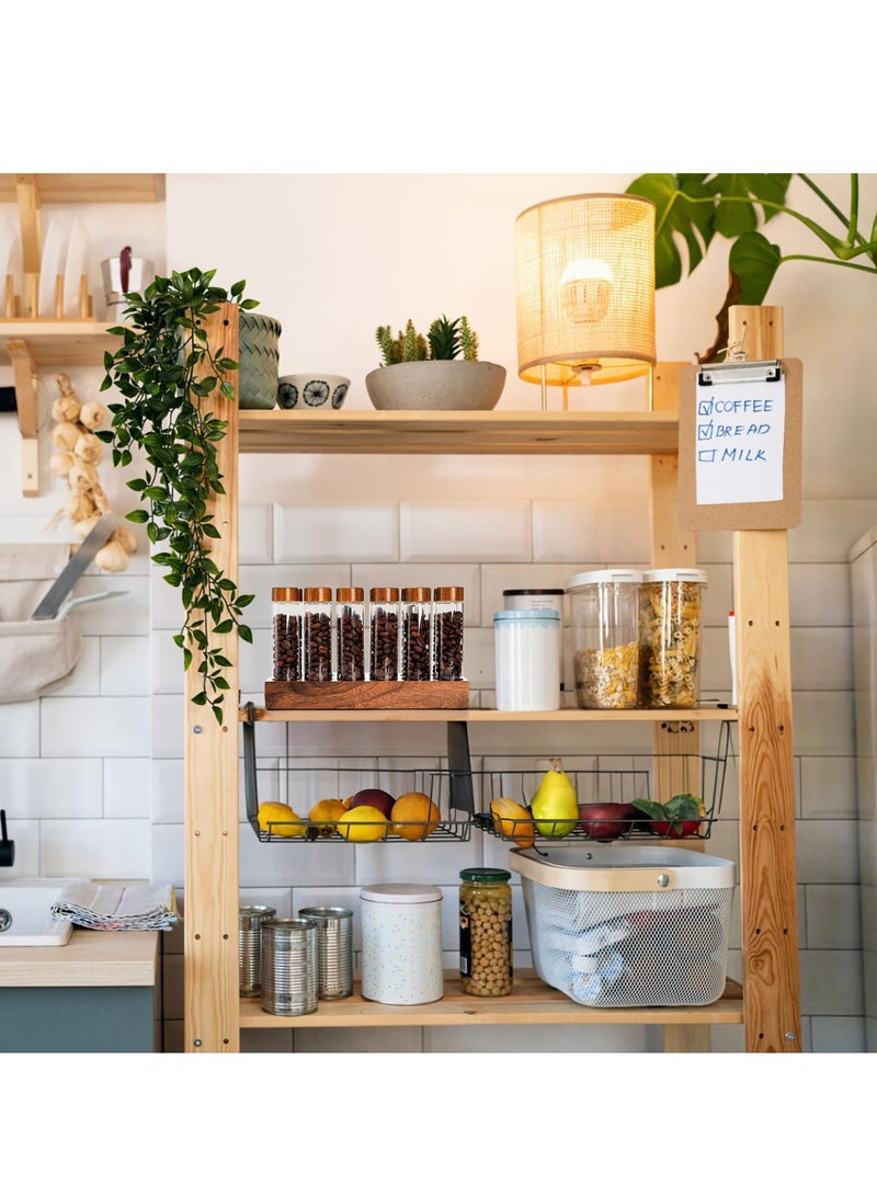 شو وو مجموعة من ١٢ أنبوبًا لتخزين حبوب البن، وأقبية زجاجية مع حامل خشبي، وقوارير قياس بأغطية وقمع لتخزين توابل شاي البن، سعة ٢ أونصة. - Image 4