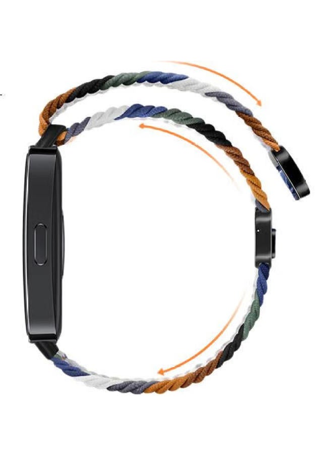 Bing Hong Binghong Nylon Smart Sport Watch Band For Huawei Band 9, Loop Elastic Weave Wristband For Men And Women, Lightweight And Breathable - Black Graphite (Black Buckle) - Image 2