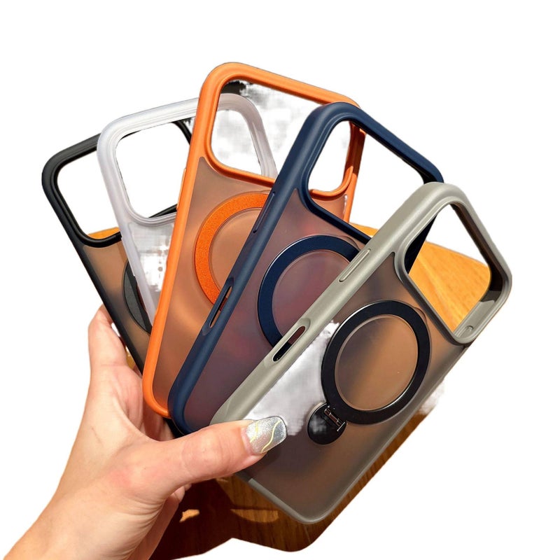 MS Acrylic MagSafe Case for iPhone 17 / 17 Air / 17 Pro / 17 Pro Max with Drop Protection and Kickstand plus Shockproof plus Strong Magnetic plus Skin Feel in Titanium Grey - Image 3