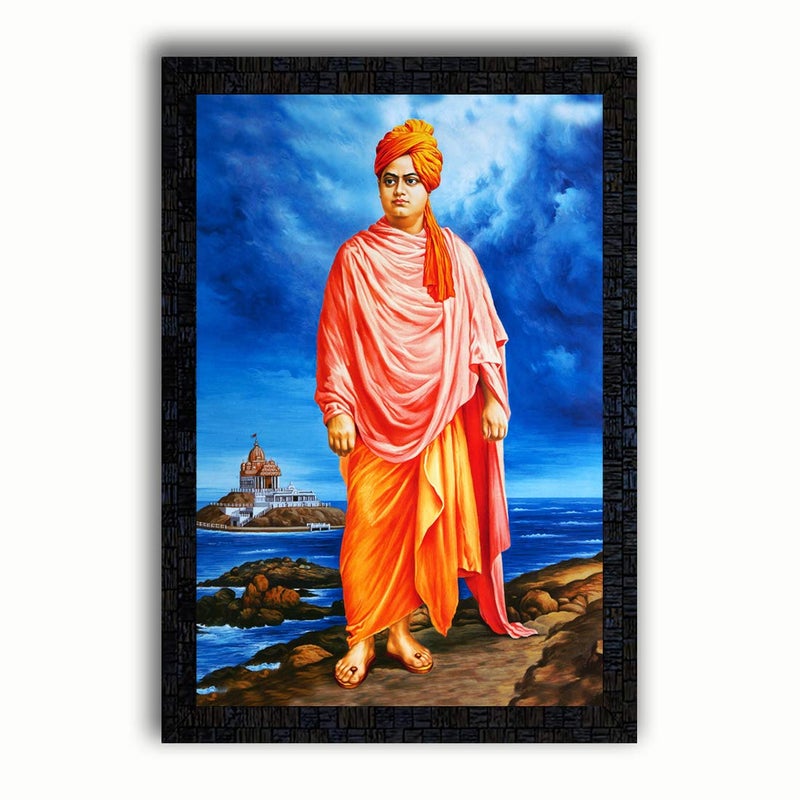 pnf leaers Swami UV Textured Wooden Framed Poster of Swami Vivekananda-19844 (13.5x19 inch, Multicolour) - Image 3