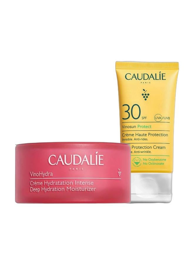 CAUDALIE VinoHydra Deep Hydration Moisturizer - 50 mL & Vinosun High Protection Cream SPF30 - 50 mL Bundle - Image 1