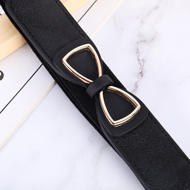 Special Sale Womens Elastic Belt Fashion Elastic Thin Waist Seal Korean-style All-match Dress Decorative Thin Belt 016 black 3cm wide