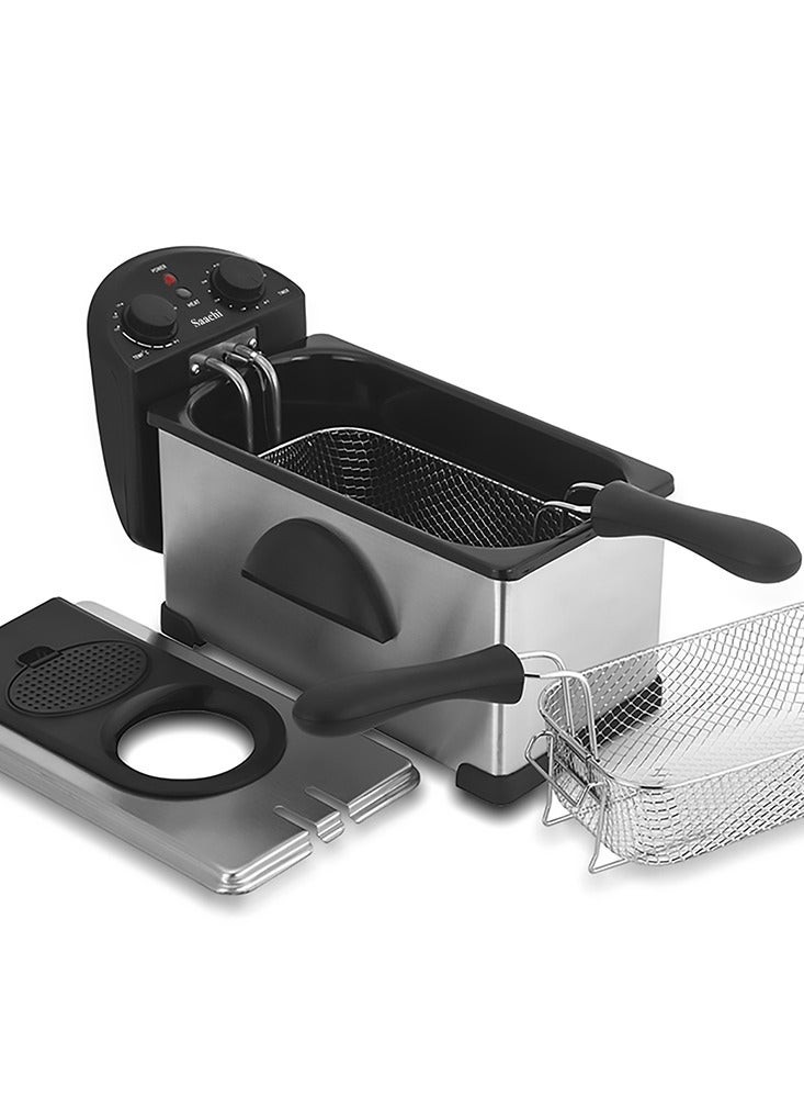 Saachi Deep Fryer With Adjustable Thermostat And Thermal Cut-Out Reset Button 3 L 2000 W NL-DF-4702T Silver - Image 3