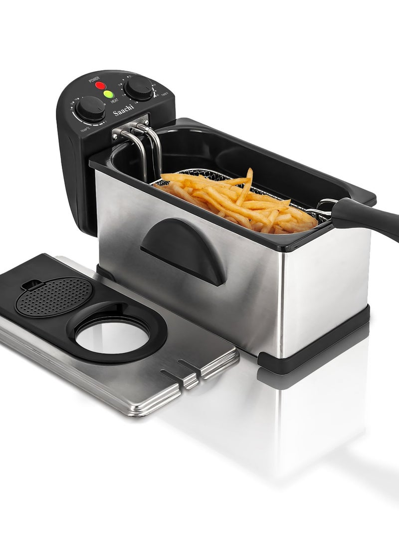 Saachi Deep Fryer With Adjustable Thermostat And Thermal Cut-Out Reset Button 3 L 2000 W NL-DF-4702T Silver - Image 4