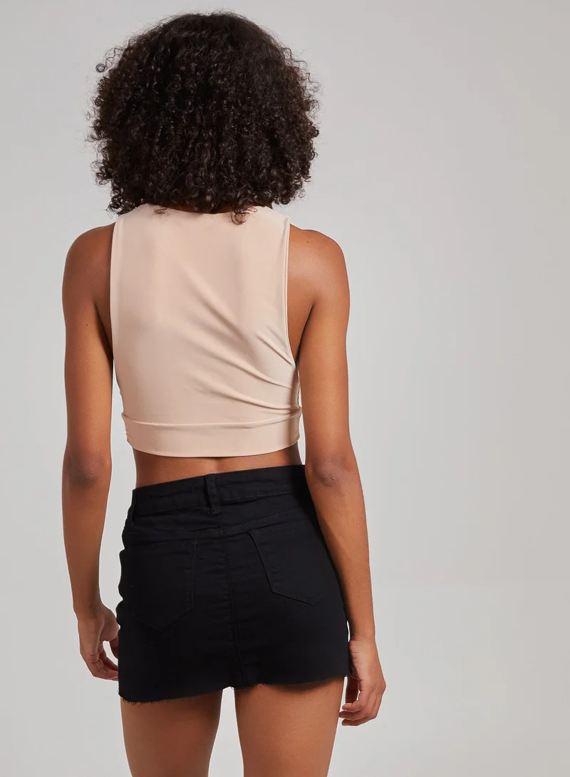 Pink Vanilla Sleeveless Slinky Crop Top