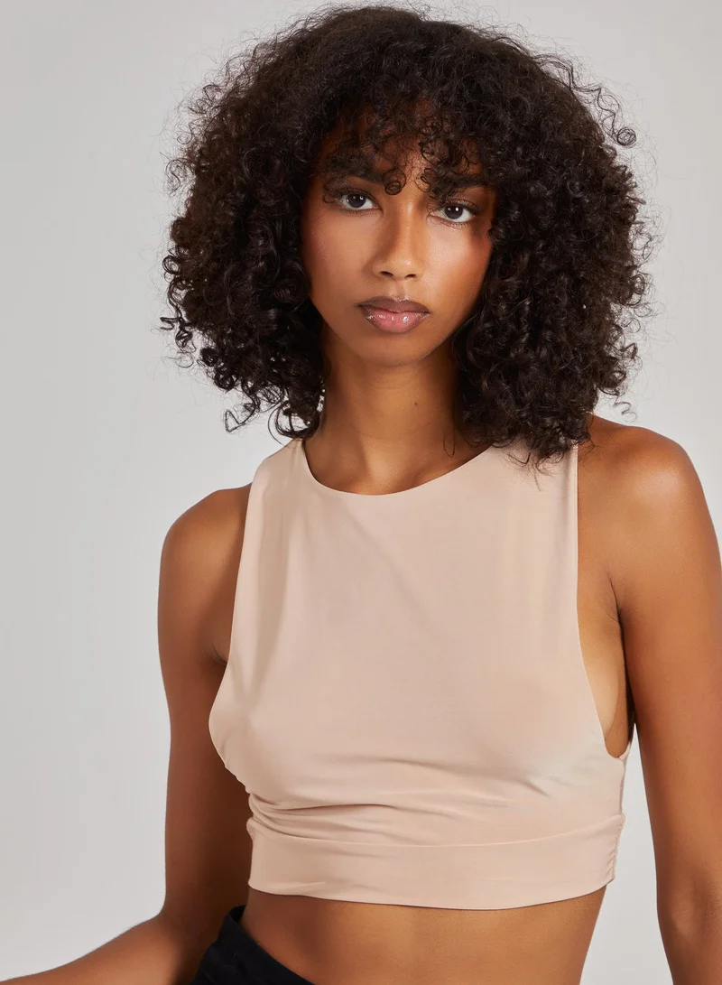 Pink Vanilla Sleeveless Slinky Crop Top