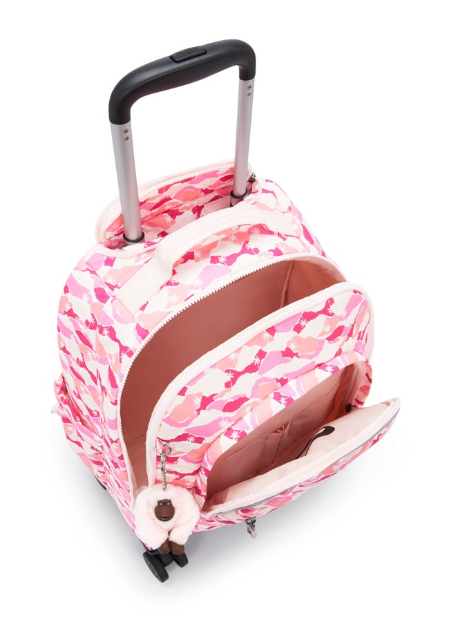 kipling New Zea Pink Palm Large Wheeled Backpack (With Laptop Compartment) I4674-1Bv - Image 3