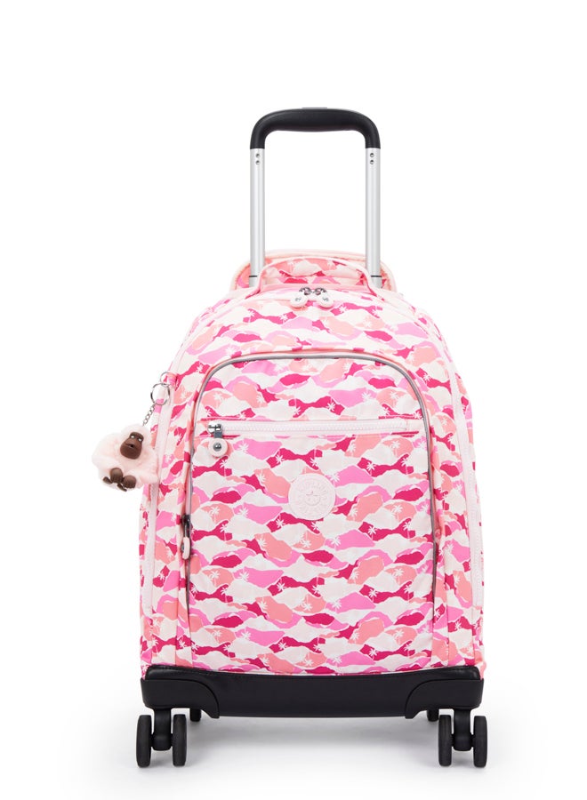 kipling New Zea Pink Palm Large Wheeled Backpack (With Laptop Compartment) I4674-1Bv - Image 1