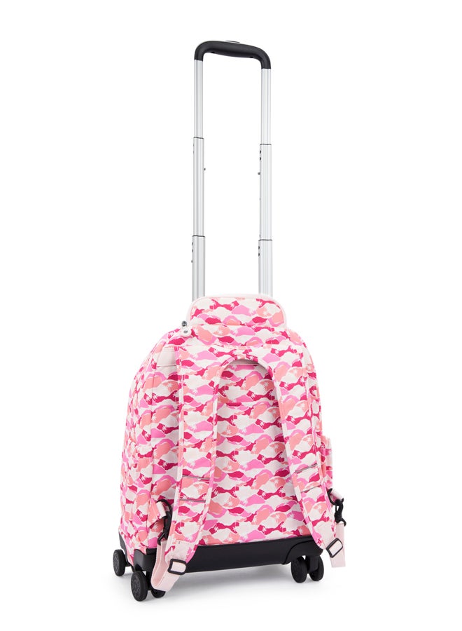 kipling New Zea Pink Palm Large Wheeled Backpack (With Laptop Compartment) I4674-1Bv - Image 2