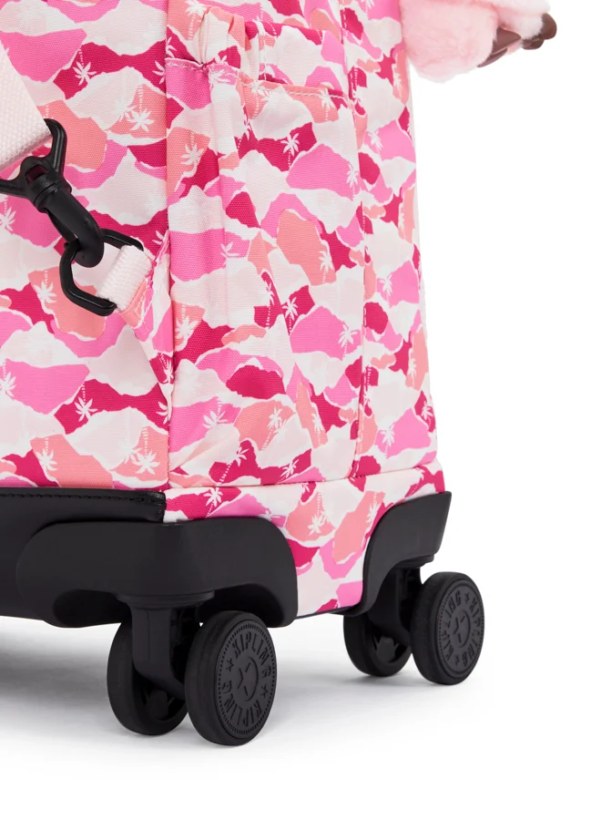 kipling New Zea Pink Palm Large Wheeled Backpack (With Laptop Compartment) I4674-1Bv