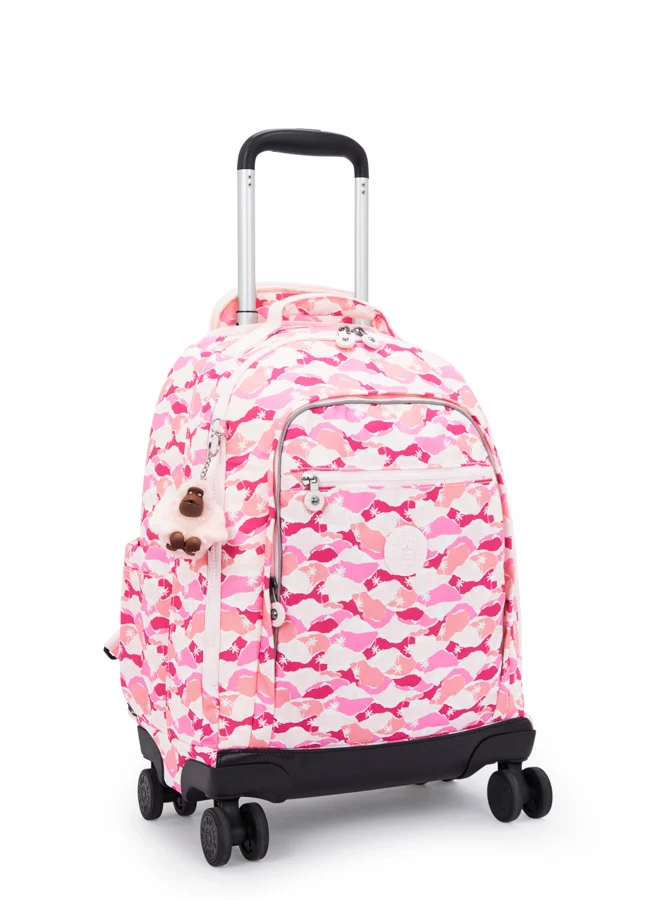 kipling New Zea Pink Palm Large Wheeled Backpack (With Laptop Compartment) I4674-1Bv