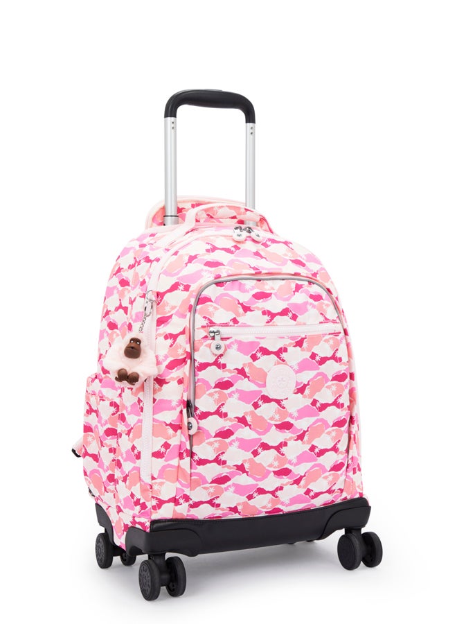 kipling New Zea Pink Palm Large Wheeled Backpack (With Laptop Compartment) I4674-1Bv - Image 4