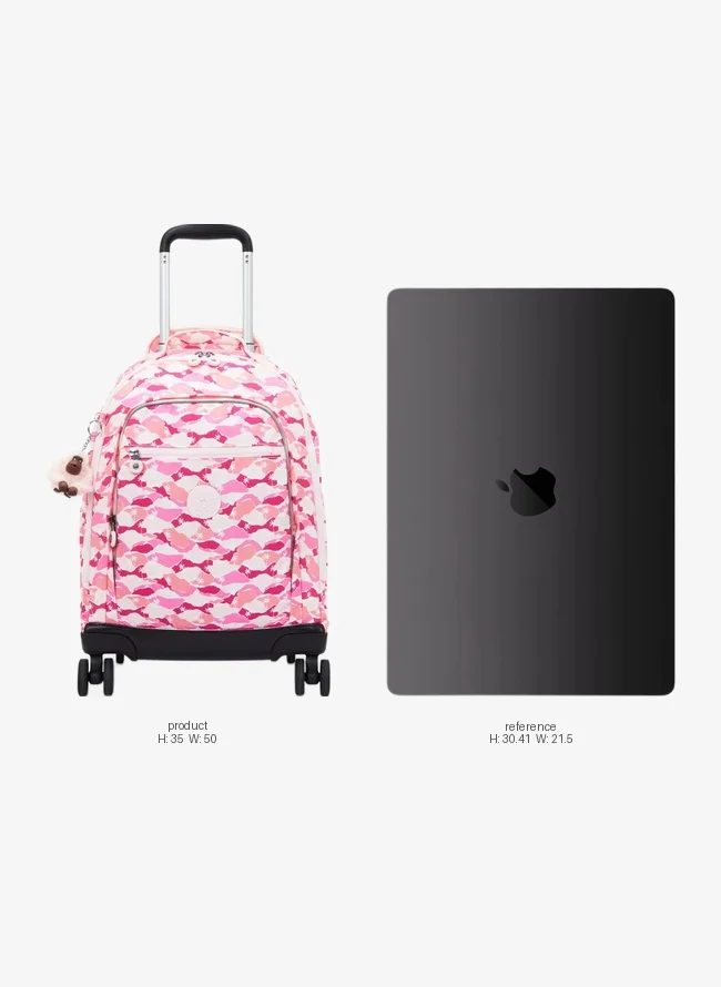 Kipling New Zea Large 4 Double Wheeled Trolley Backpack (With Laptop Compartment) - Pink Palm