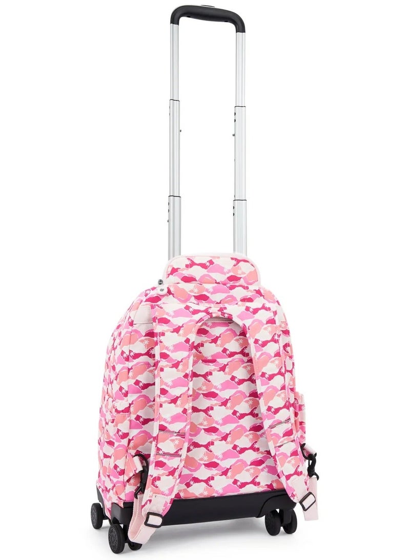 kipling New Zea Large 4 Double Wheeled Trolley Backpack (With Laptop Compartment) - Pink Palm - Image 3