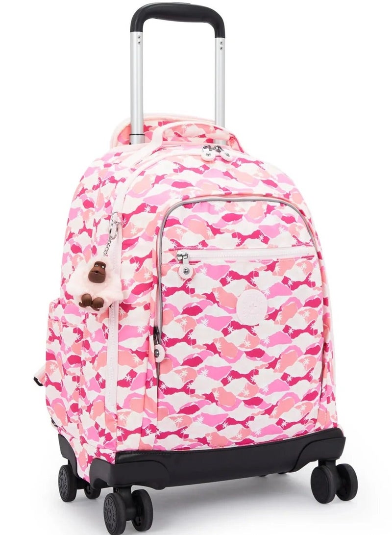 kipling New Zea Large 4 Double Wheeled Trolley Backpack (With Laptop Compartment) - Pink Palm - Image 5