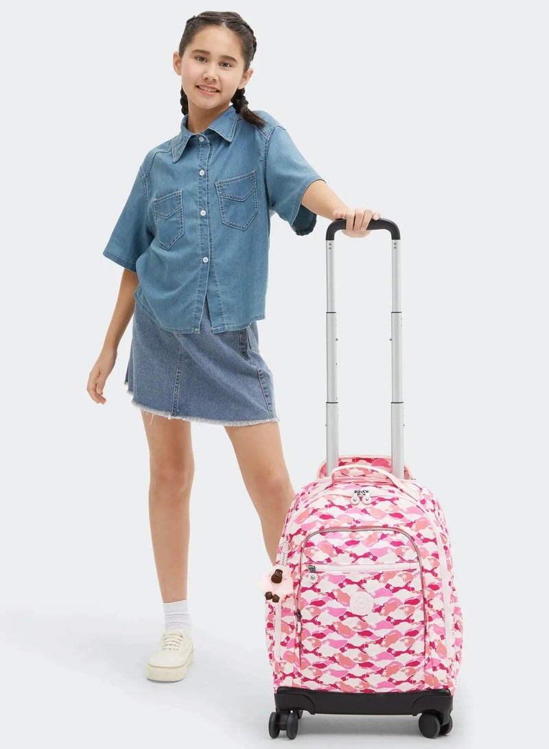 kipling New Zea Large 4 Double Wheeled Trolley Backpack (With Laptop Compartment) - Pink Palm - Image 2