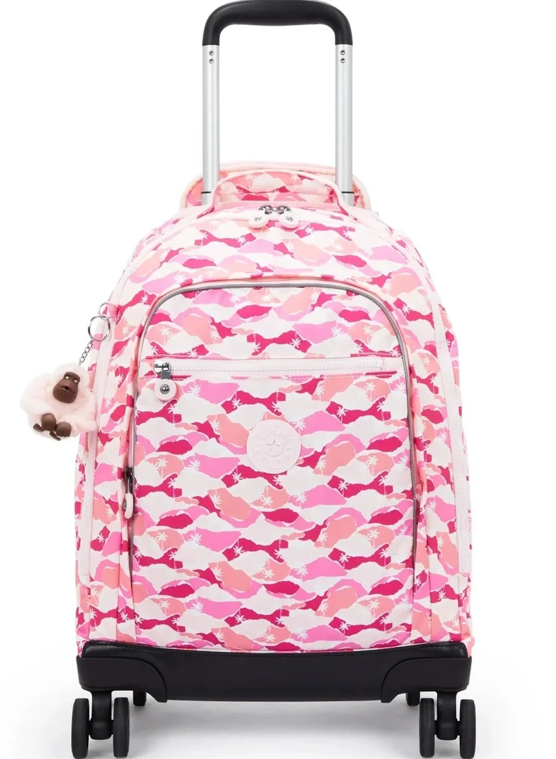 Kipling New Zea Large 4 Double Wheeled Trolley Backpack (With Laptop Compartment) - Pink Palm
