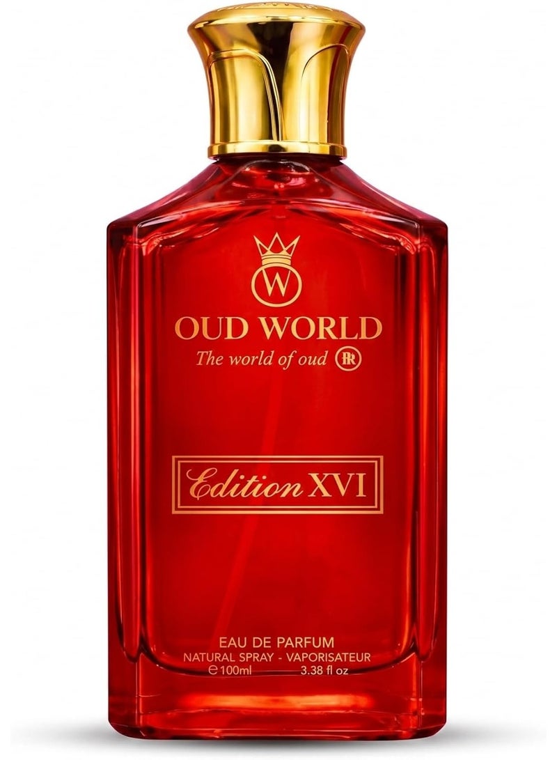 Oud World عطور عود وورلد إصدارات 16 أحمر ناري للجنسين | رائحة غنية فواكه حارة مع الكشمش الأسود، الزعفران، الورد والعنبر | عطر يدوم طويلاً 100 مل - Image 1