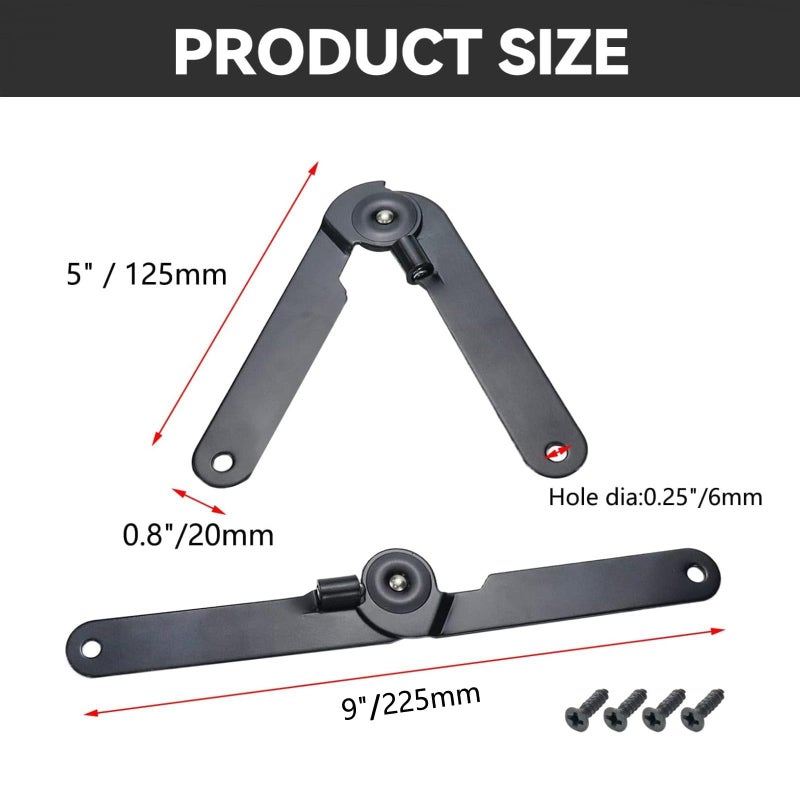 Pastlla 2 Pcs 180 Degree Rotatable Support Hinges, 9 Inch Folding Lid Support Hinges for Furniture Cabinet Cupboard Box Jewellery Gift Door Hardware Locks Box, Black - Image 2