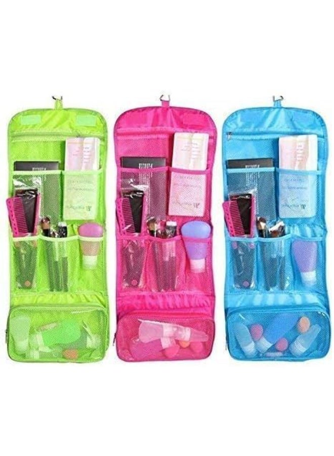 Foldable Hanging Toiletry Bag – Multi-Pocket Travel Makeup & Bathroom Organizer Kit – Water-Resistant – Multi-Color Options - Image 1