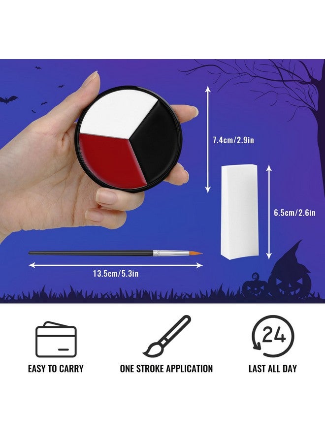 BOBISUKA Black White Red Face Paint + 3Pc Sponge + Brush Colored Eye Black For Baseball Softball Sport Games Body Painting Kit For Halloween Clown Makeup Cosplay Costume Sfx Special Effect Theme Parties - Image 5