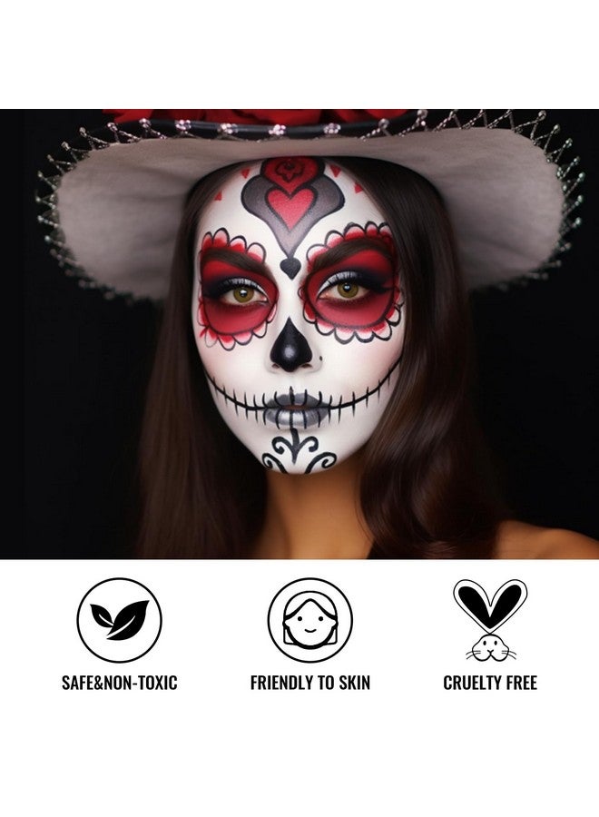 BOBISUKA Black White Red Face Paint + 3Pc Sponge + Brush Colored Eye Black For Baseball Softball Sport Games Body Painting Kit For Halloween Clown Makeup Cosplay Costume Sfx Special Effect Theme Parties - Image 3
