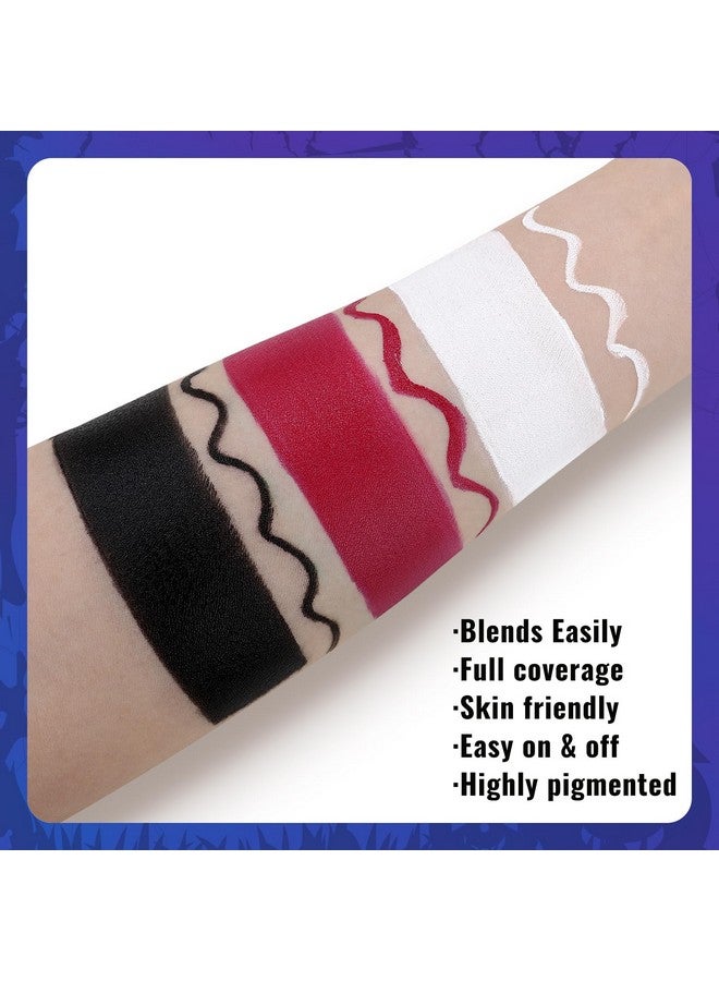 BOBISUKA Black White Red Face Paint + 3Pc Sponge + Brush Colored Eye Black For Baseball Softball Sport Games Body Painting Kit For Halloween Clown Makeup Cosplay Costume Sfx Special Effect Theme Parties - Image 4