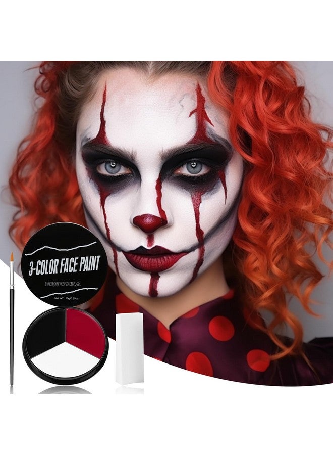 BOBISUKA Black White Red Face Paint + 3Pc Sponge + Brush Colored Eye Black For Baseball Softball Sport Games Body Painting Kit For Halloween Clown Makeup Cosplay Costume Sfx Special Effect Theme Parties - Image 2